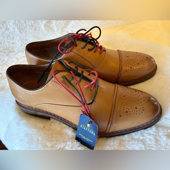 Stafford Genuine leather Jahil Cognac mens dress shoes NWT Sz-9.  I - Picture 12 of 13